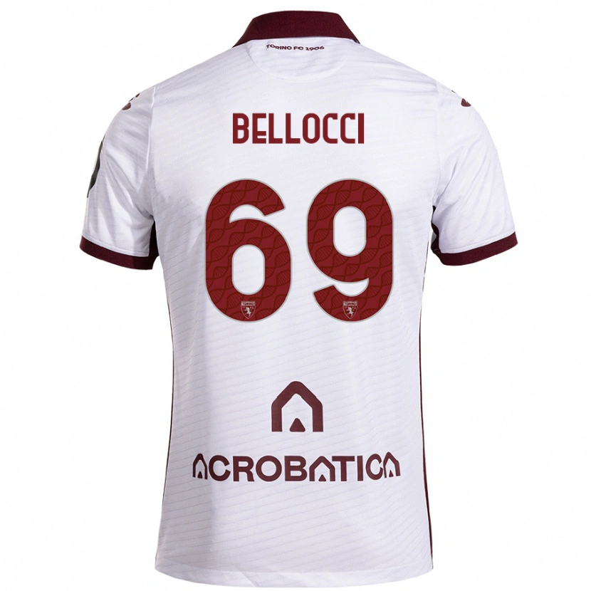 Danxen Donna Maglia Andrea Bellocci #69 Bianco Marrone Kit Gara Away 2024/25 Maglietta