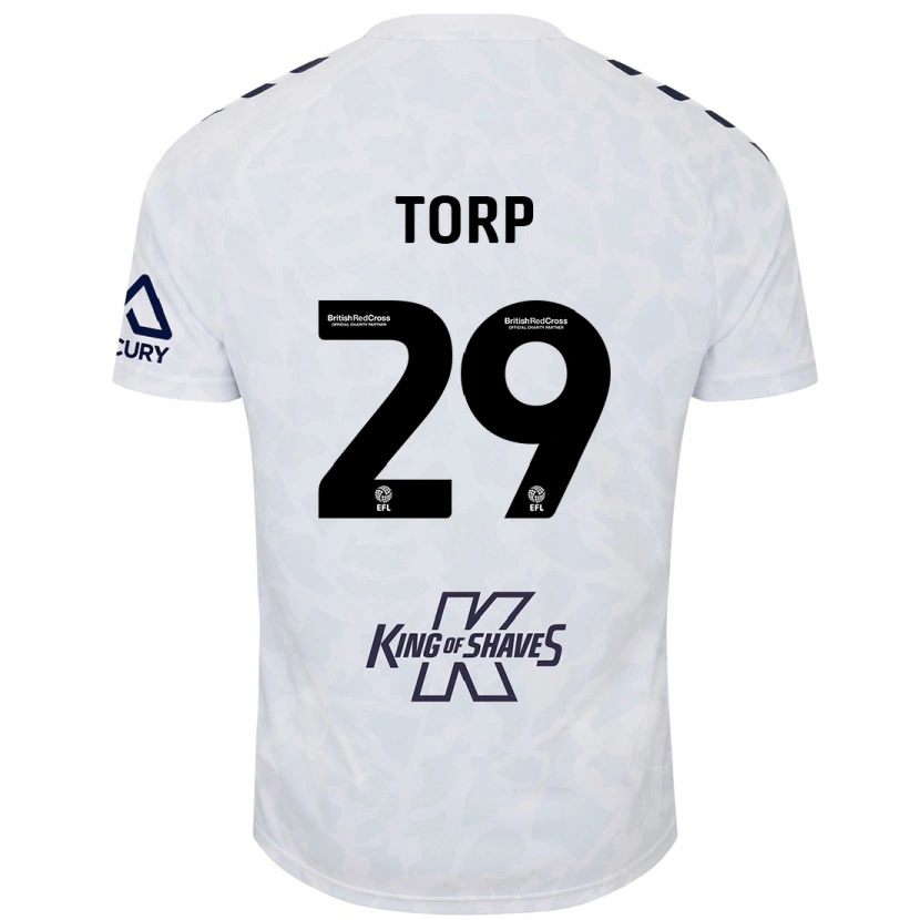 Danxen Donna Maglia Victor Torp #29 Bianco Kit Gara Away 2024/25 Maglietta