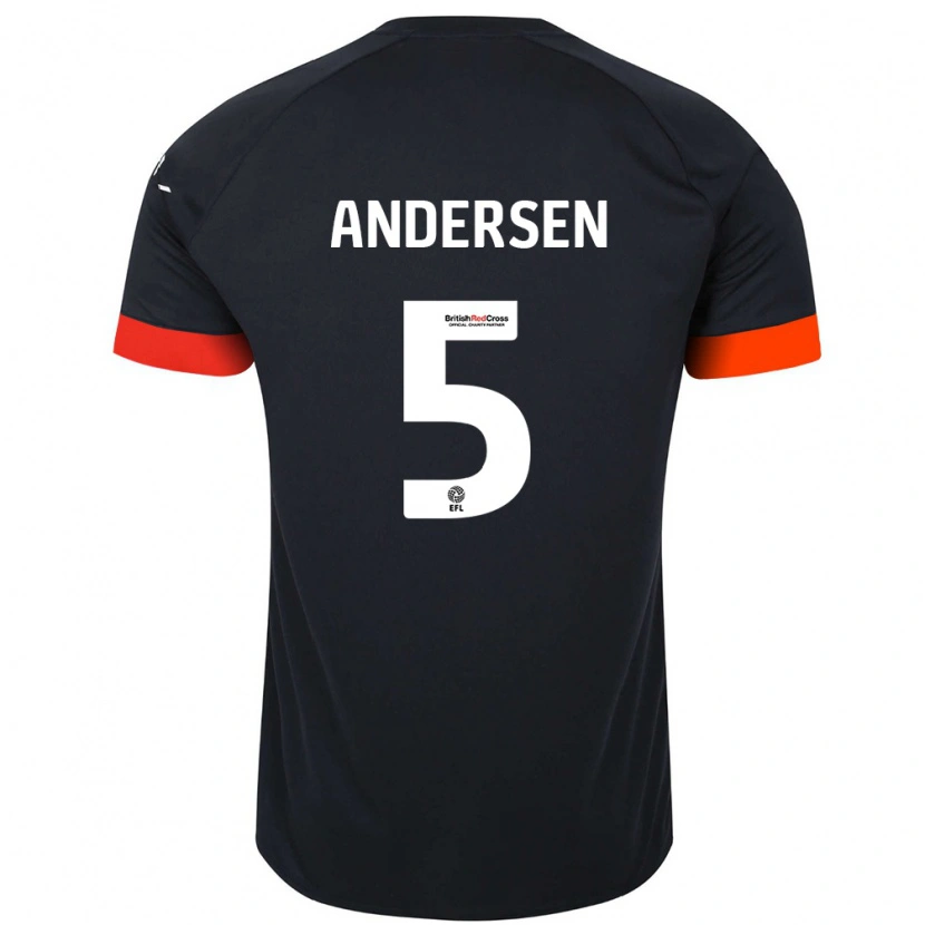 Danxen Donna Maglia Mads Andersen #5 Nero Arancione Kit Gara Away 2024/25 Maglietta