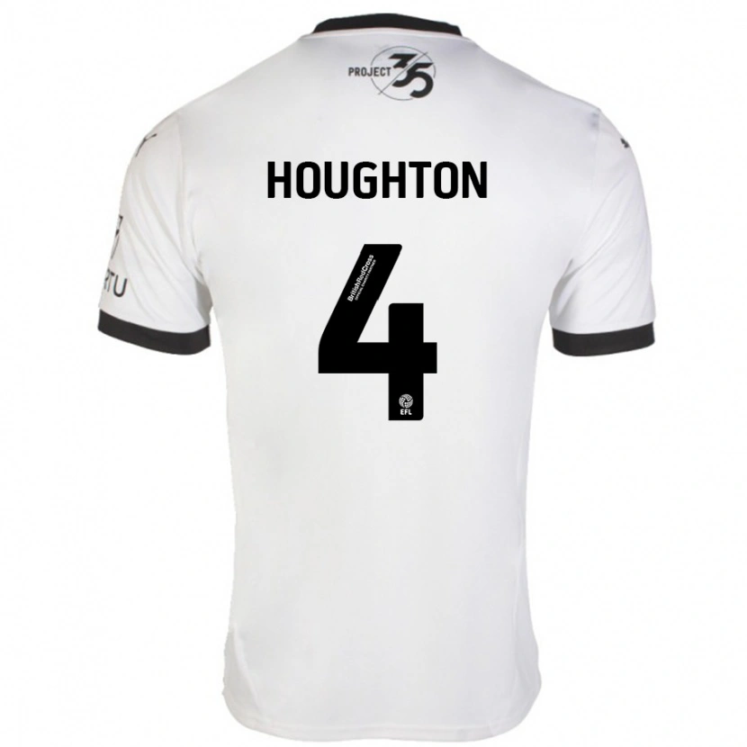 Danxen Donna Maglia Jordan Houghton #4 Bianco Nero Kit Gara Away 2024/25 Maglietta