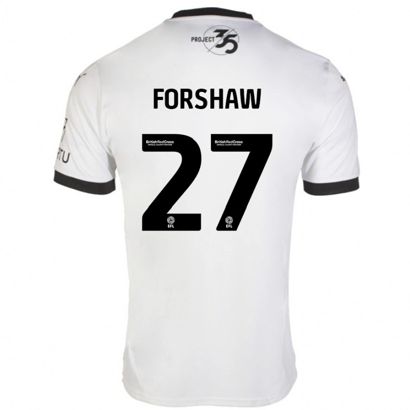 Danxen Donna Maglia Adam Forshaw #27 Bianco Nero Kit Gara Away 2024/25 Maglietta