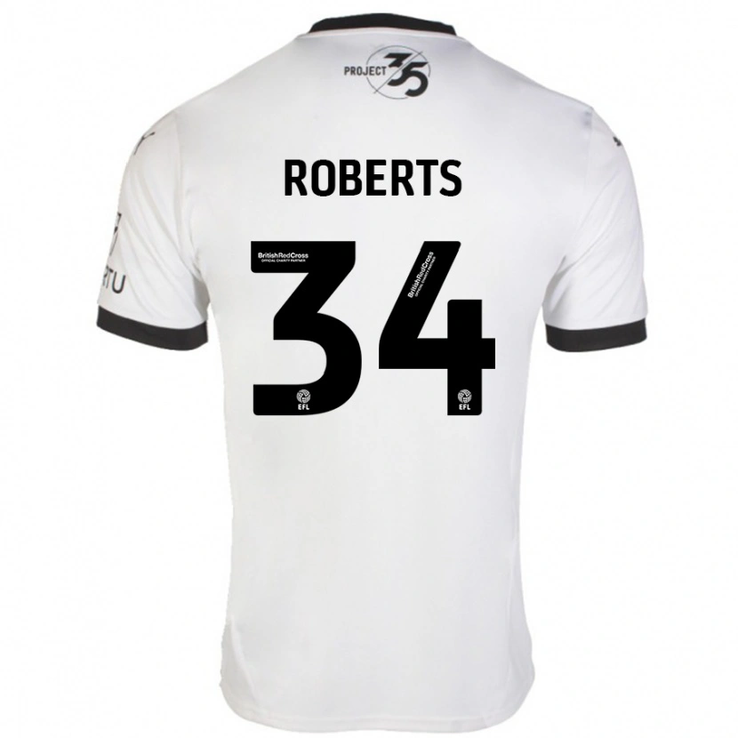 Danxen Donna Maglia Caleb Roberts #34 Bianco Nero Kit Gara Away 2024/25 Maglietta