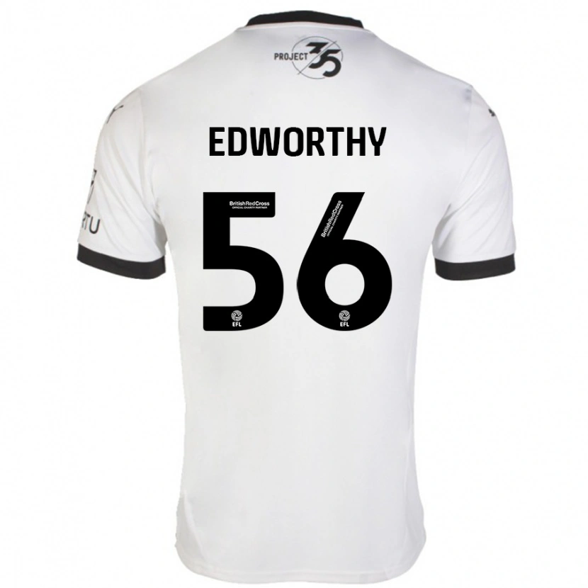 Danxen Donna Maglia Kieran Edworthy #56 Bianco Nero Kit Gara Away 2024/25 Maglietta