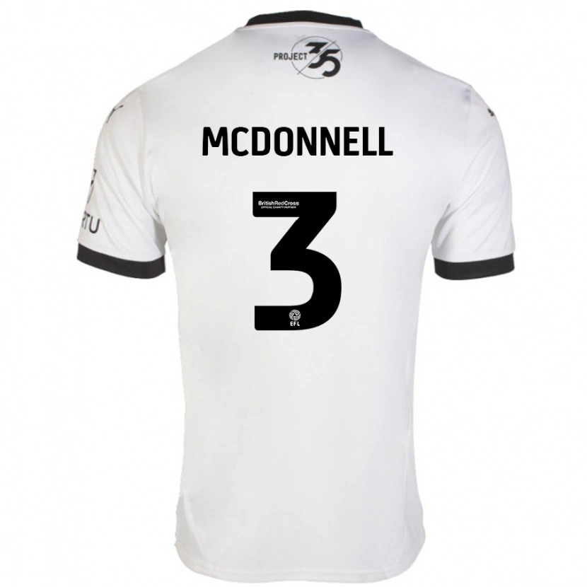 Danxen Donna Maglia Rosie Mcdonnell #3 Bianco Nero Kit Gara Away 2024/25 Maglietta