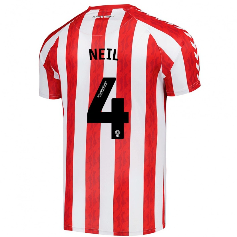 Danxen Bambino Maglia Dan Neil #4 Rosso Bianco Kit Gara Home 2024/25 Maglietta