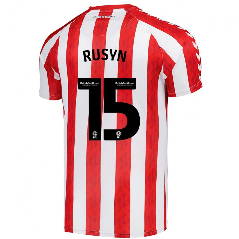 Danxen Bambino Maglia Nazariy Rusyn #15 Rosso Bianco Kit Gara Home 2024/25 Maglietta