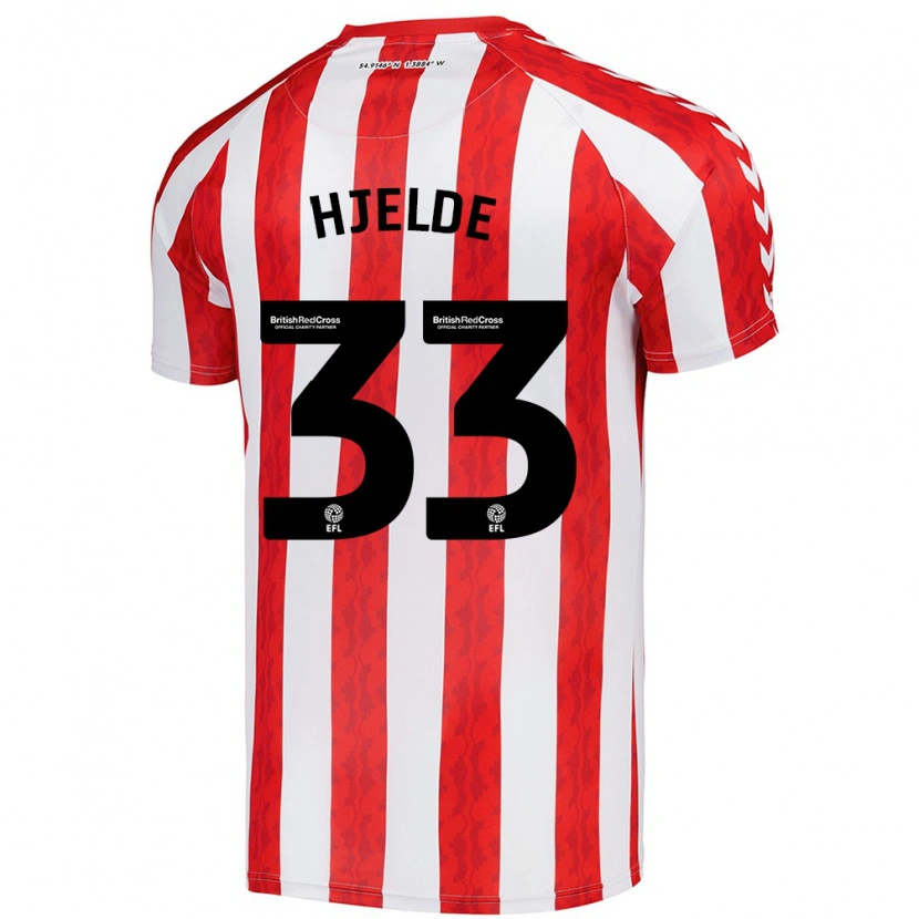 Danxen Bambino Maglia Leo Fuhr Hjelde #33 Rosso Bianco Kit Gara Home 2024/25 Maglietta