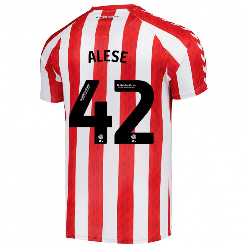 Danxen Bambino Maglia Aji Alese #42 Rosso Bianco Kit Gara Home 2024/25 Maglietta