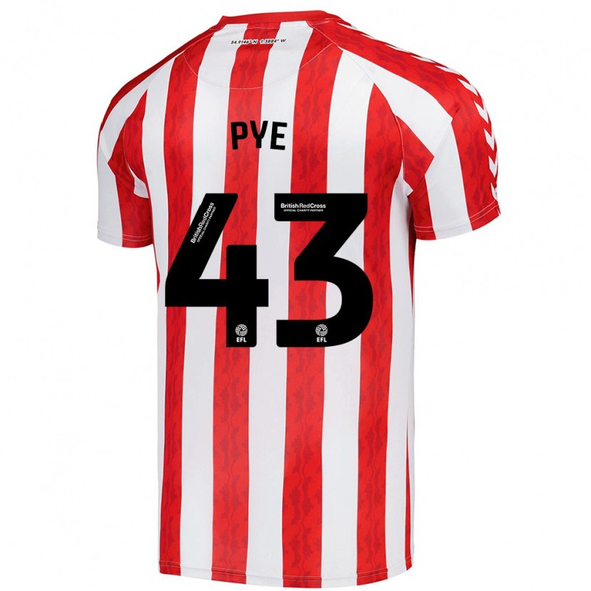 Danxen Bambino Maglia Connor Pye #43 Rosso Bianco Kit Gara Home 2024/25 Maglietta