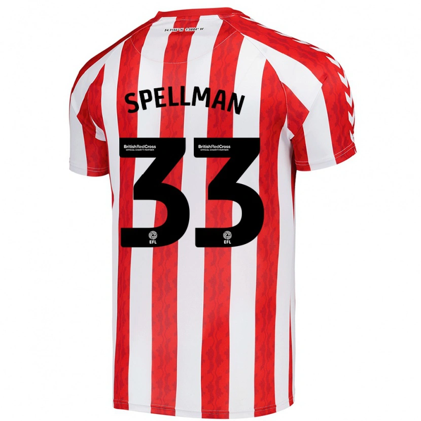 Danxen Bambino Maglia Michael Spellman #33 Rosso Bianco Kit Gara Home 2024/25 Maglietta