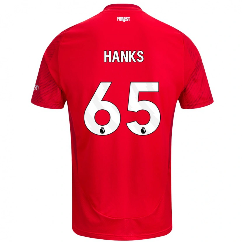Danxen Bambino Maglia Justin Hanks #65 Rosso Bianco Kit Gara Home 2024/25 Maglietta