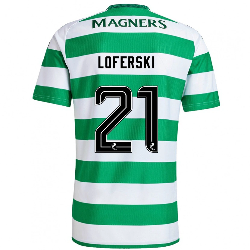 Danxen Bambino Maglia Kit Loferski #21 Verde Bianco Kit Gara Home 2024/25 Maglietta