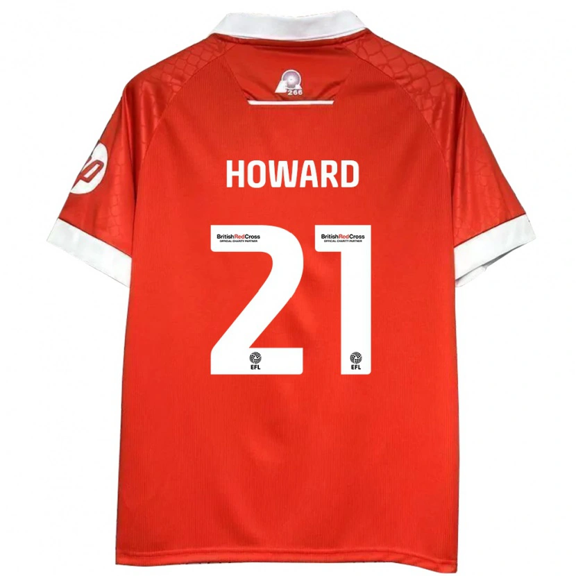 Danxen Bambino Maglia Mark Howard #21 Rosso Bianco Kit Gara Home 2024/25 Maglietta