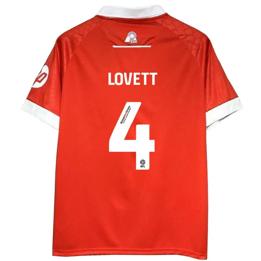 Danxen Bambino Maglia Erin Lovett #4 Rosso Bianco Kit Gara Home 2024/25 Maglietta