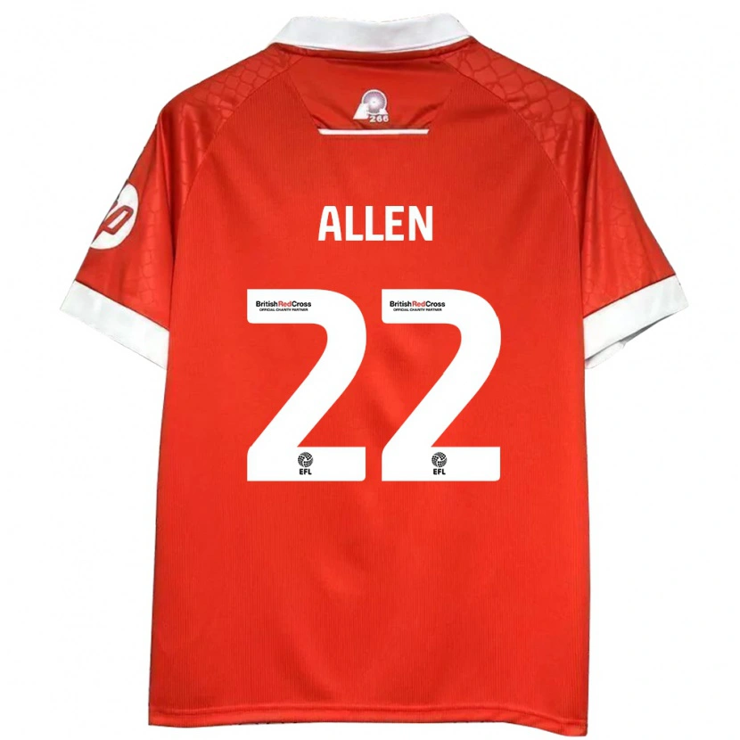 Danxen Bambino Maglia Keren Allen #22 Rosso Bianco Kit Gara Home 2024/25 Maglietta