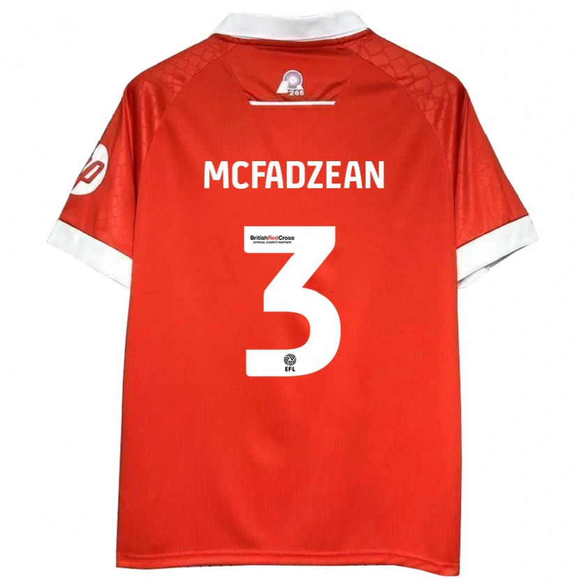 Danxen Bambino Maglia Callum Mcfadzean #3 Rosso Bianco Kit Gara Home 2024/25 Maglietta