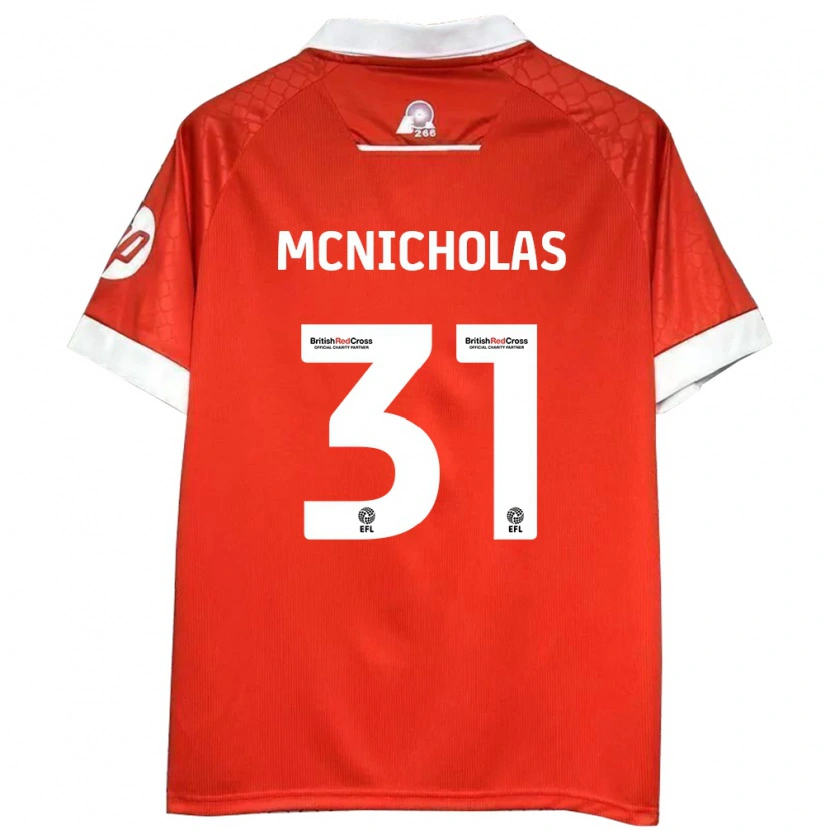 Danxen Bambino Maglia Luke Mcnicholas #31 Rosso Bianco Kit Gara Home 2024/25 Maglietta