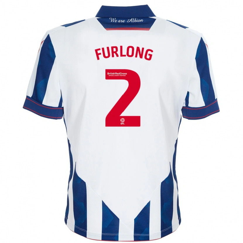 Danxen Bambino Maglia Darnell Furlong #2 Bianco Blu Scuro Kit Gara Home 2024/25 Maglietta