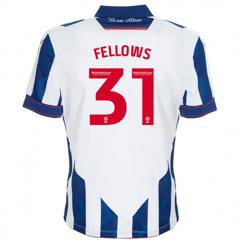 Danxen Bambino Maglia Tom Fellows #31 Bianco Blu Scuro Kit Gara Home 2024/25 Maglietta