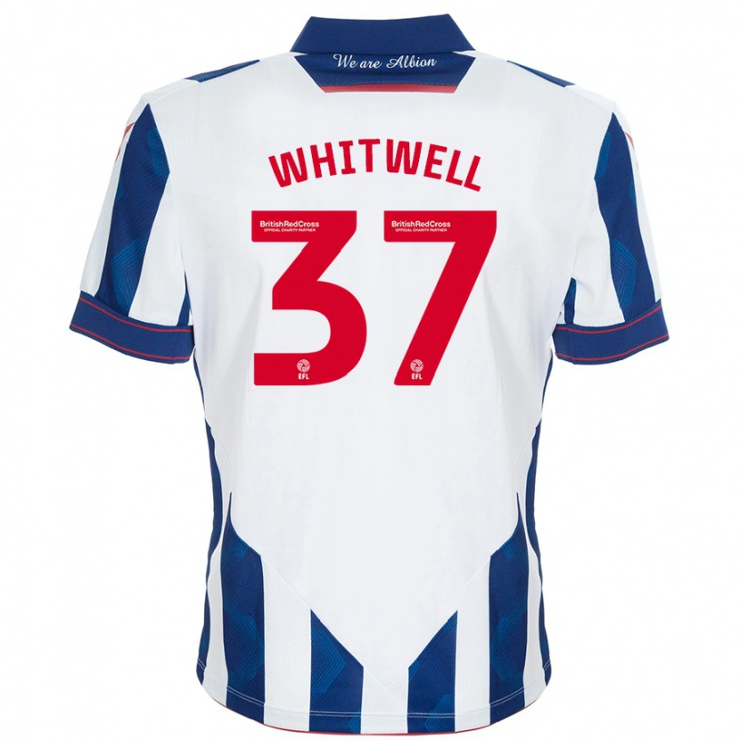 Danxen Bambino Maglia Harry Whitwell #37 Bianco Blu Scuro Kit Gara Home 2024/25 Maglietta