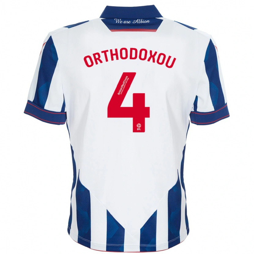 Danxen Bambino Maglia Francesca Orthodoxou #4 Bianco Blu Scuro Kit Gara Home 2024/25 Maglietta