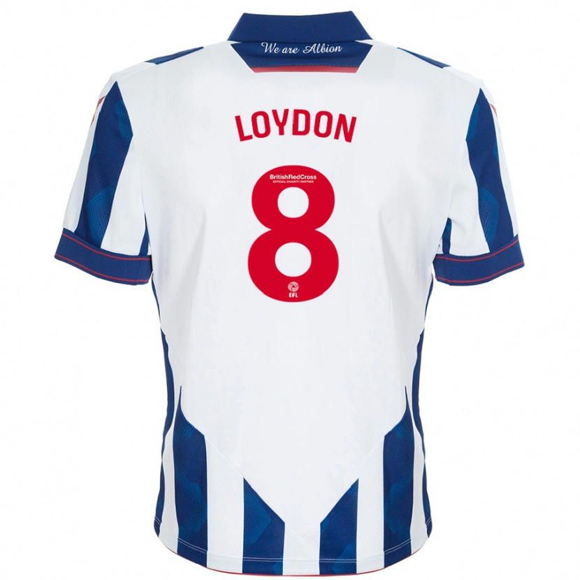 Danxen Bambino Maglia Abi Loydon #8 Bianco Blu Scuro Kit Gara Home 2024/25 Maglietta