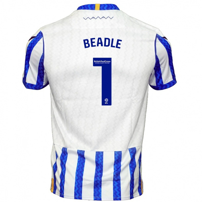 Danxen Bambino Maglia James Beadle #1 Blu Bianco Kit Gara Home 2024/25 Maglietta