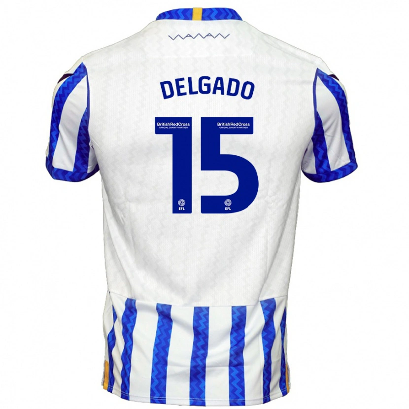 Danxen Bambino Maglia Juan Delgado #15 Blu Bianco Kit Gara Home 2024/25 Maglietta