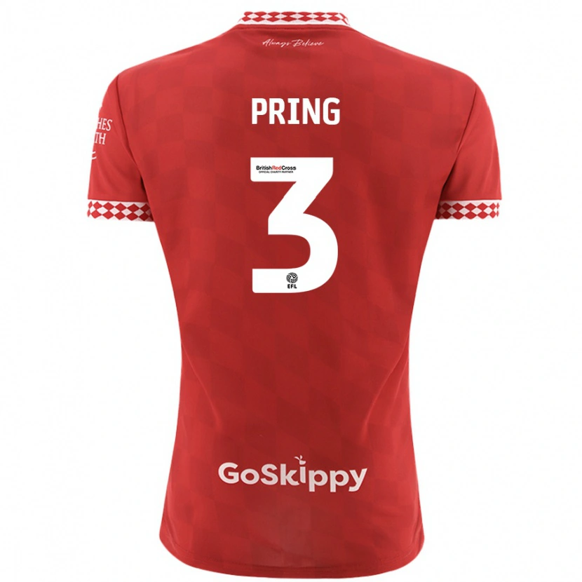 Danxen Bambino Maglia Cameron Pring #3 Rosso Kit Gara Home 2024/25 Maglietta