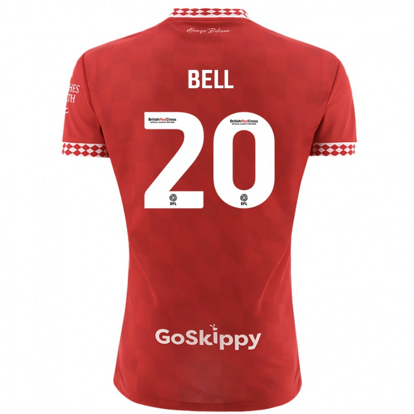 Danxen Bambino Maglia Sam Bell #20 Rosso Kit Gara Home 2024/25 Maglietta