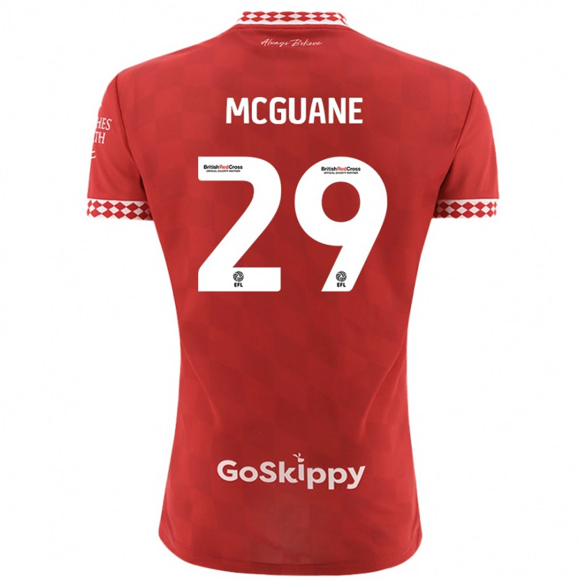 Danxen Bambino Maglia Marcus Mcguane #29 Rosso Kit Gara Home 2024/25 Maglietta
