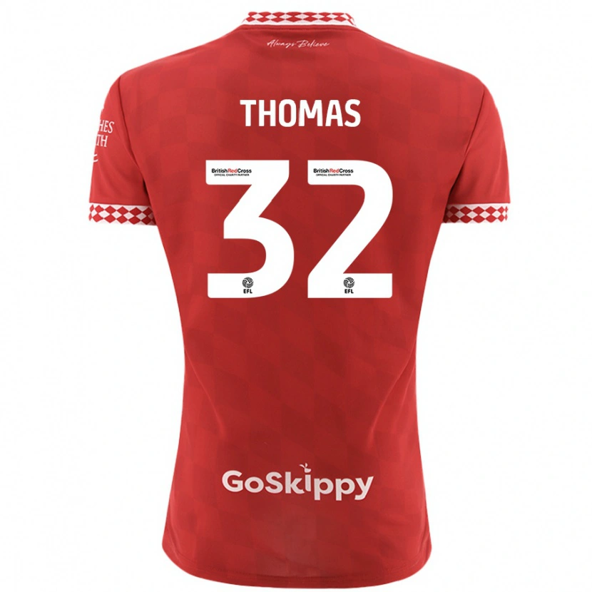 Danxen Bambino Maglia Lewis Thomas #32 Rosso Kit Gara Home 2024/25 Maglietta