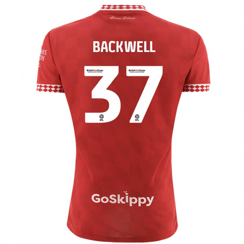 Danxen Bambino Maglia Tommy Backwell #37 Rosso Kit Gara Home 2024/25 Maglietta