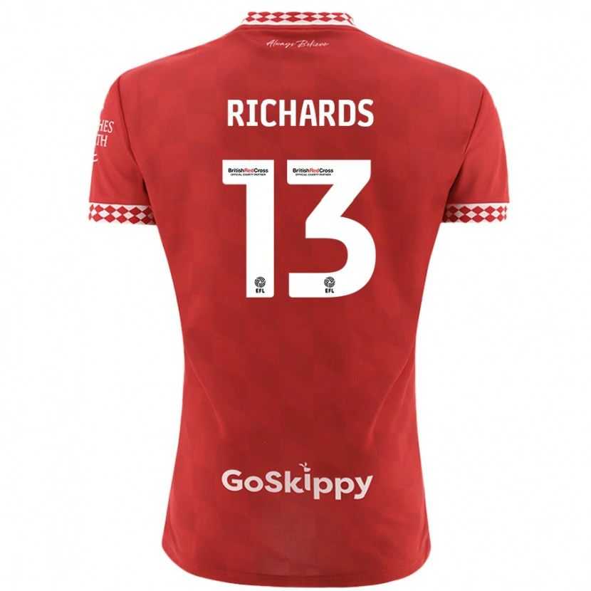 Danxen Bambino Maglia Harvey Wiles-Richards #13 Rosso Kit Gara Home 2024/25 Maglietta