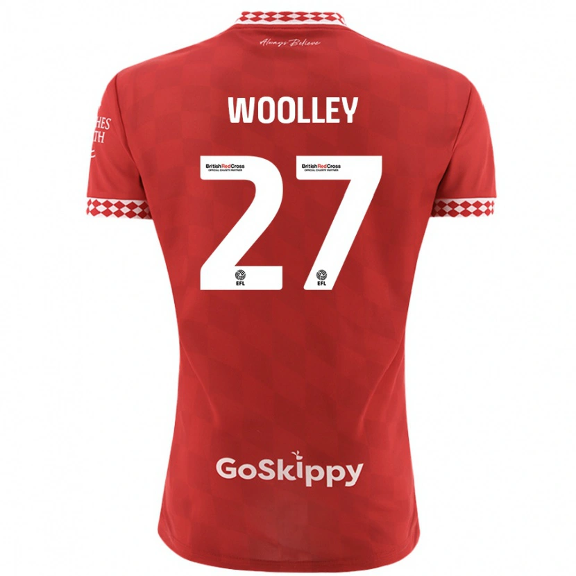 Danxen Bambino Maglia Jesse Woolley #27 Rosso Kit Gara Home 2024/25 Maglietta