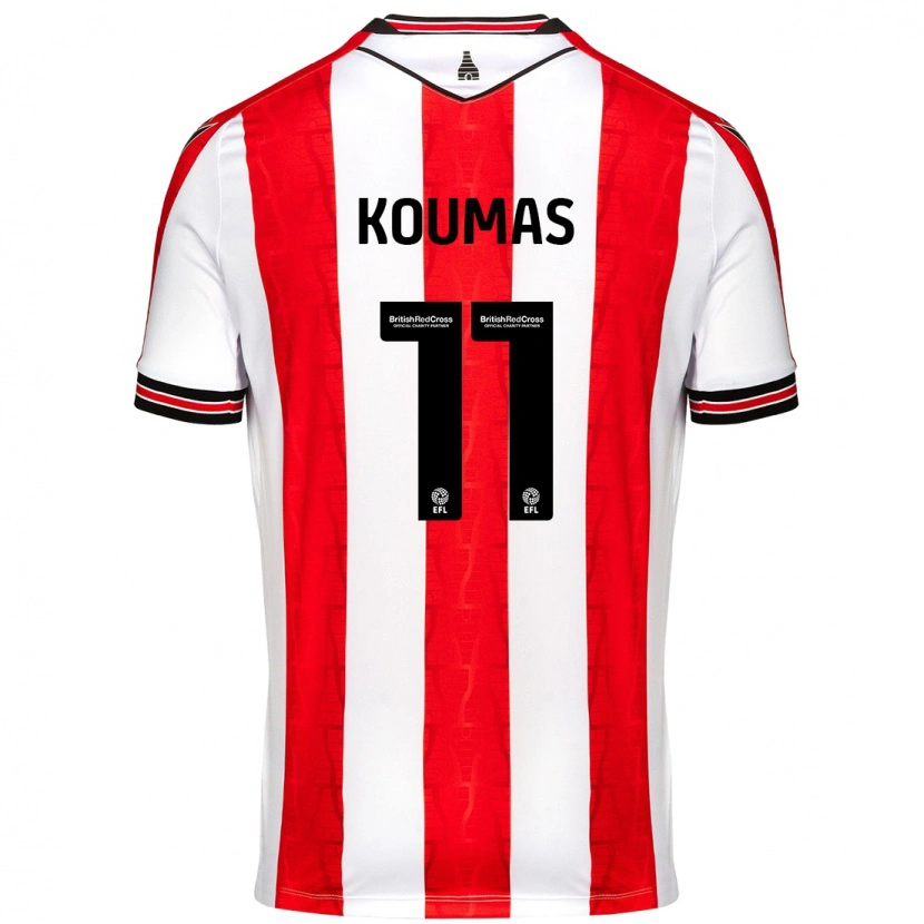 Danxen Bambino Maglia Lewis Koumas #11 Rosso Bianco Kit Gara Home 2024/25 Maglietta