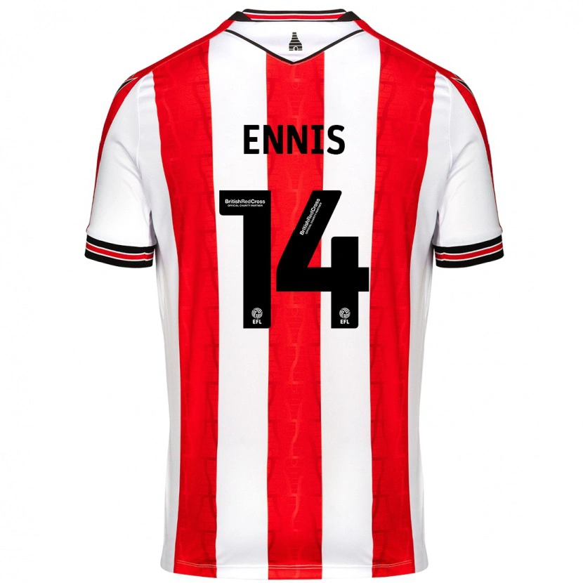 Danxen Bambino Maglia Niall Ennis #14 Rosso Bianco Kit Gara Home 2024/25 Maglietta