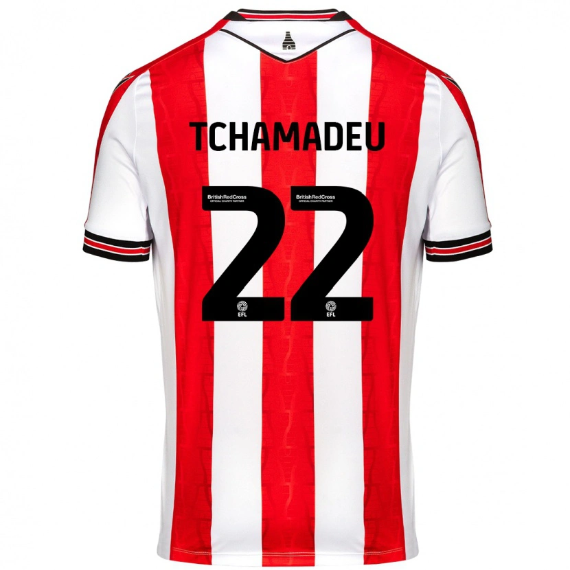 Danxen Bambino Maglia Junior Tchamadeu #22 Rosso Bianco Kit Gara Home 2024/25 Maglietta