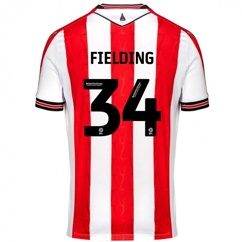 Danxen Bambino Maglia Frank Fielding #34 Rosso Bianco Kit Gara Home 2024/25 Maglietta
