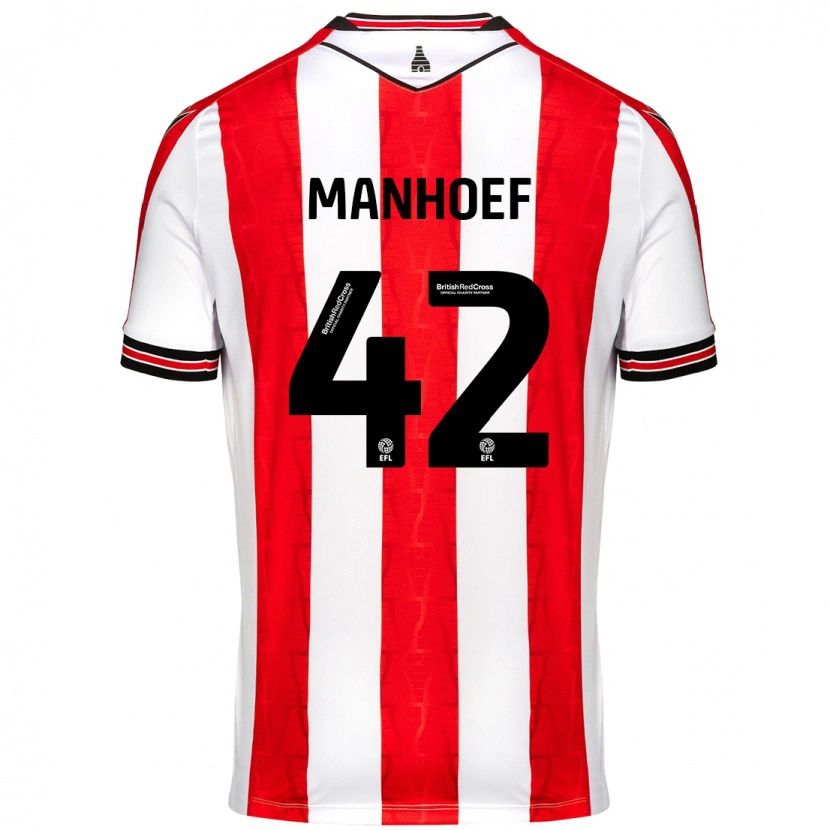 Danxen Bambino Maglia Million Manhoef #42 Rosso Bianco Kit Gara Home 2024/25 Maglietta