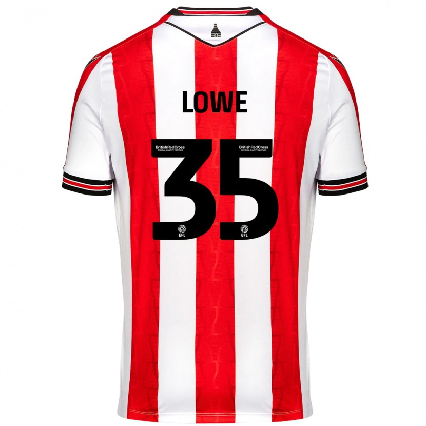 Danxen Bambino Maglia Nathan Lowe #35 Rosso Bianco Kit Gara Home 2024/25 Maglietta