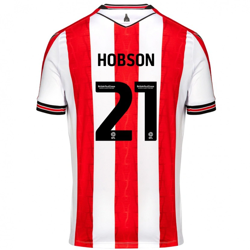 Danxen Bambino Maglia Elizabeth Hobson #21 Rosso Bianco Kit Gara Home 2024/25 Maglietta