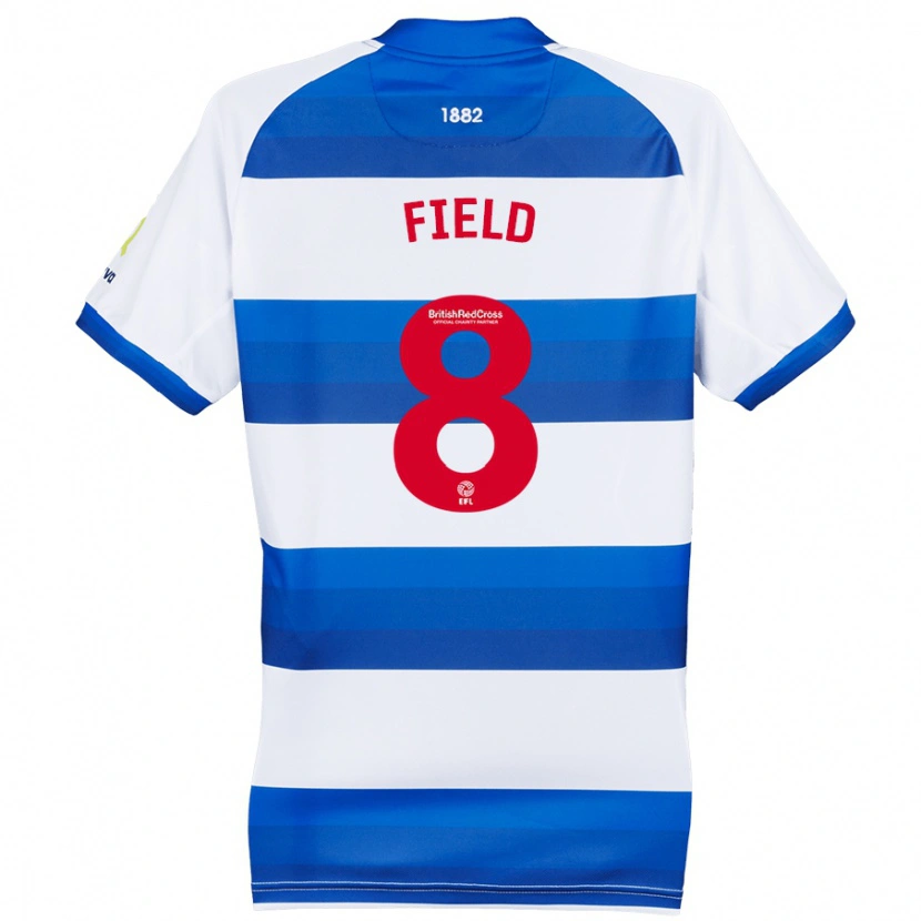 Danxen Bambino Maglia Sam Field #8 Bianco Blu Kit Gara Home 2024/25 Maglietta