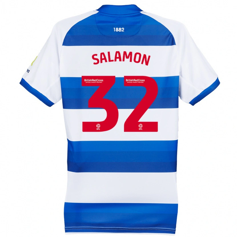 Danxen Bambino Maglia Matteo Salamon #32 Bianco Blu Kit Gara Home 2024/25 Maglietta
