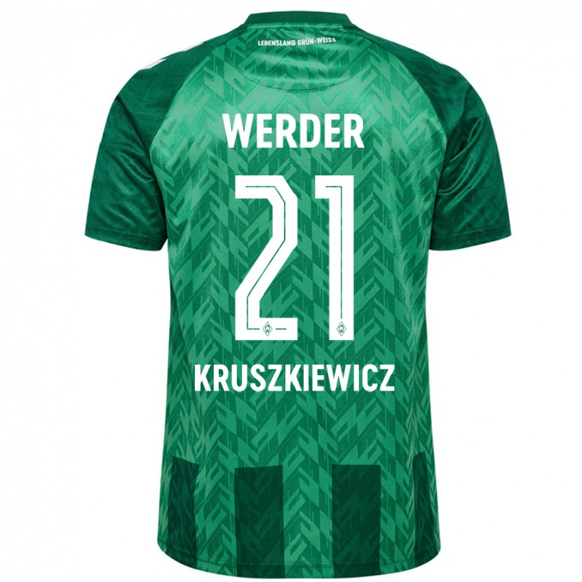 Danxen Bambino Maglia Jakub Kruszkiewicz #21 Verde Kit Gara Home 2024/25 Maglietta