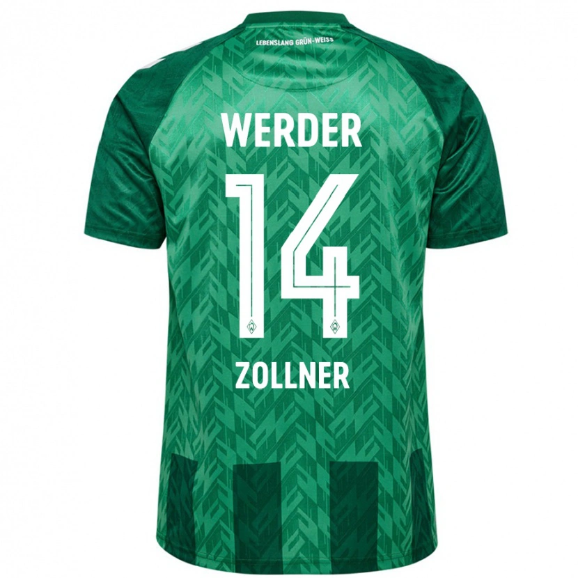 Danxen Bambino Maglia Adrian Zollner #14 Verde Kit Gara Home 2024/25 Maglietta