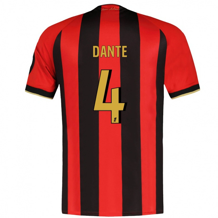 Danxen Bambino Maglia Dante #4 Rosso Nero Kit Gara Home 2024/25 Maglietta