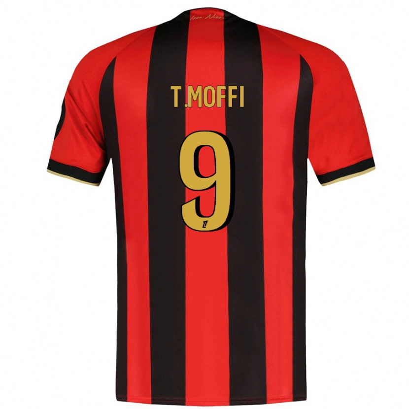 Danxen Bambino Maglia Terem Moffi #9 Rosso Nero Kit Gara Home 2024/25 Maglietta