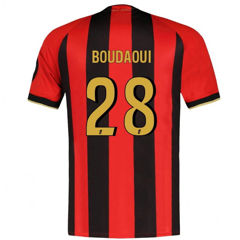 Danxen Bambino Maglia Hicham Boudaoui #28 Rosso Nero Kit Gara Home 2024/25 Maglietta