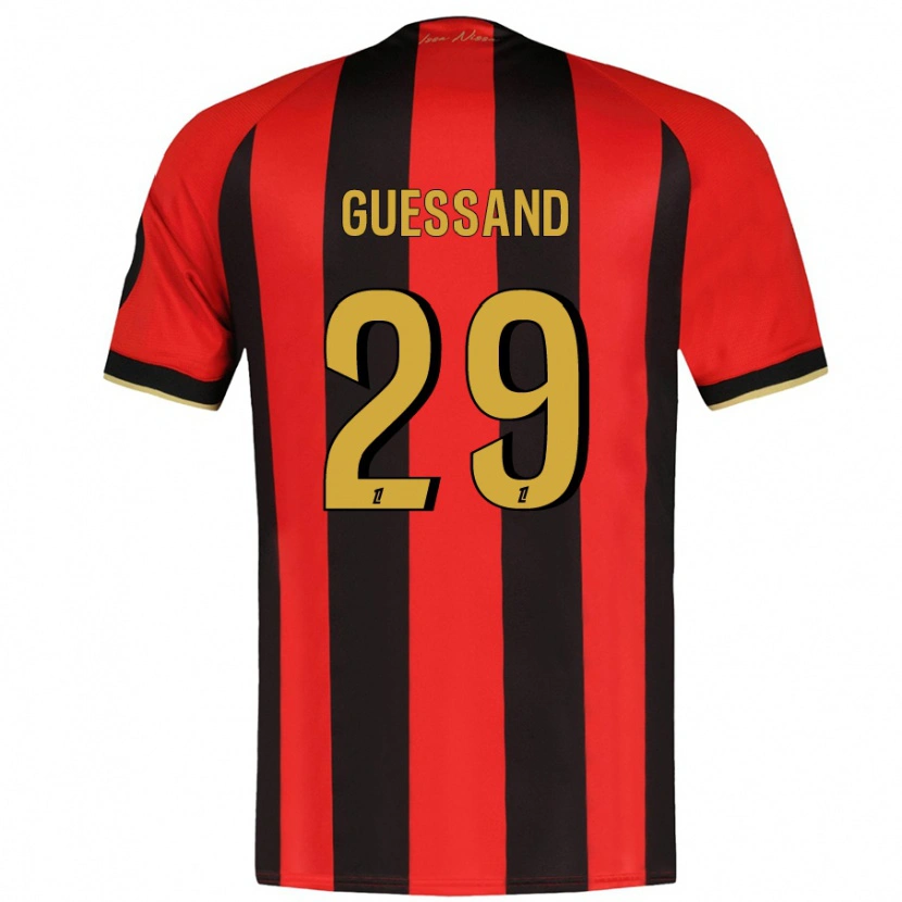 Danxen Bambino Maglia Evann Guessand #29 Rosso Nero Kit Gara Home 2024/25 Maglietta